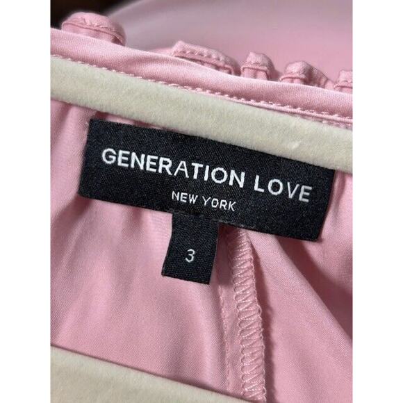 Generation Love Womens Fleur Satin Midi Dress Ruffle Tiered Pastel Pink Sz 3/S - Picture 9 of 9